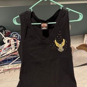 Harley-Davidson Black Tank Top with Gold Eagle